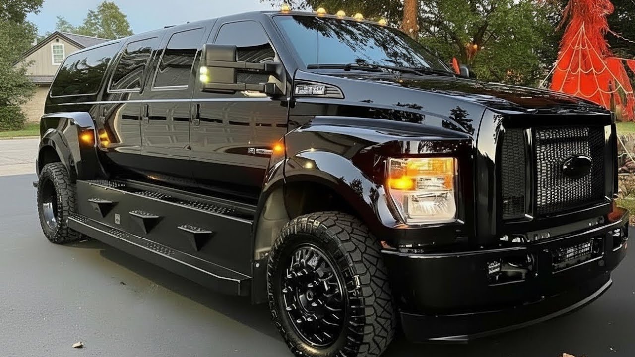 “Ultimate Black Ford Super Duty Mega SUV — Luxury, Power & Road Dominance in One Beast”