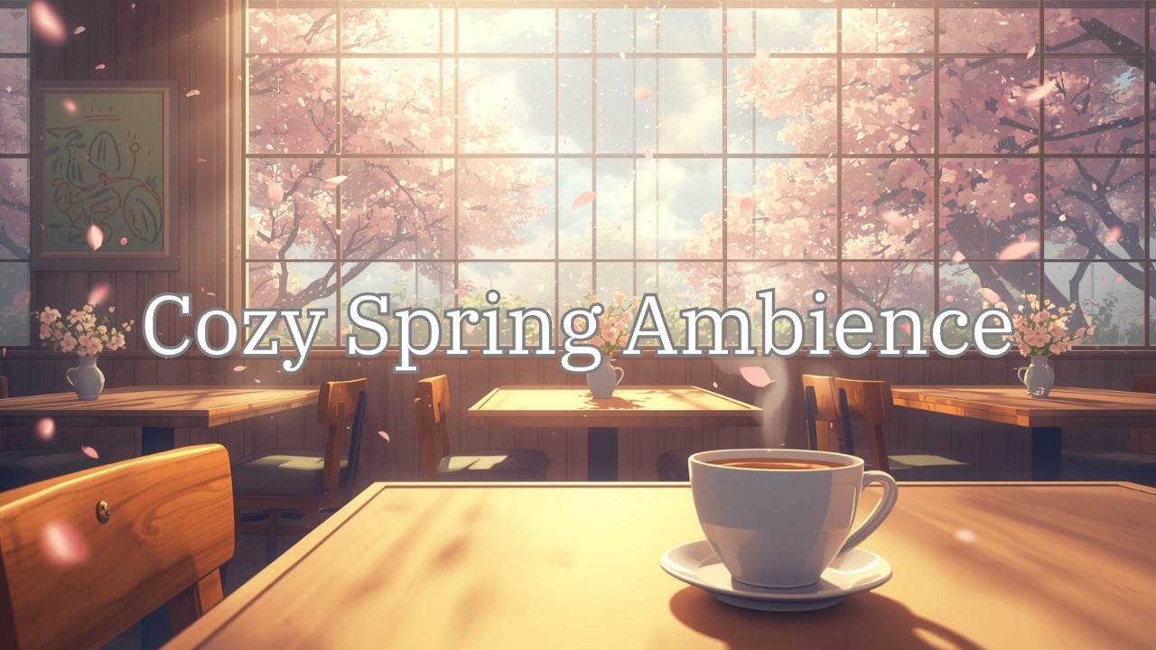 Cozy Spring Cafe 🌞 Soft Jazz Music & Rainy Window Vibes for Focus | 2 Hours Playlist
