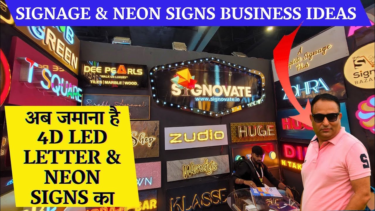 Media expo 2024 delhi - 3D led letter sign board price / Neon sign board making business ideas