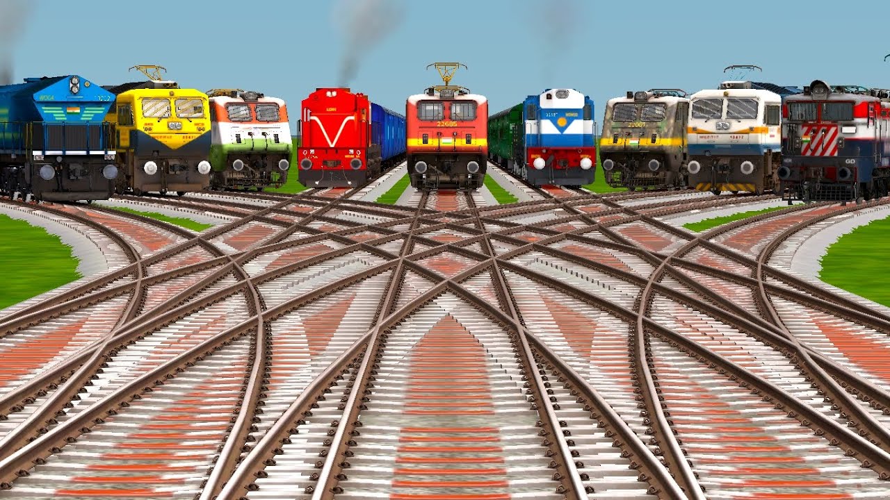 Every Trains Crossing On Cuverd Railroad Tracks | Bumpy Railroad | indian railways | train simulator