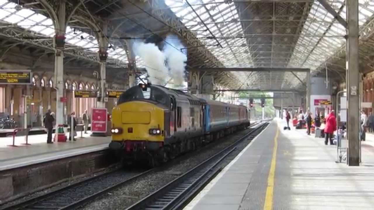 Class 37 THRASH, CLAG & TONES! DRS 37611+37419 - 2C47 departing Preston, 28.5.15