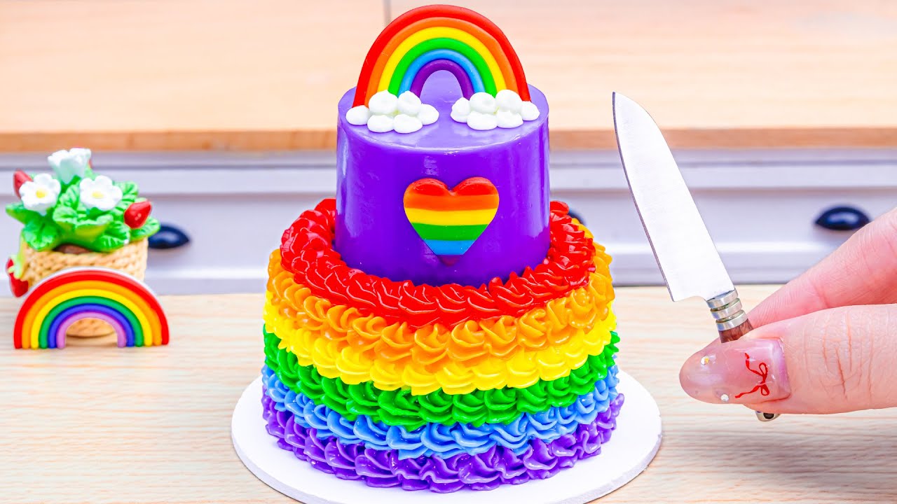 Mini Rainbow Cake Recipe With Chocolate 🌈 Stunning Rainbow Cake Decoration DIY