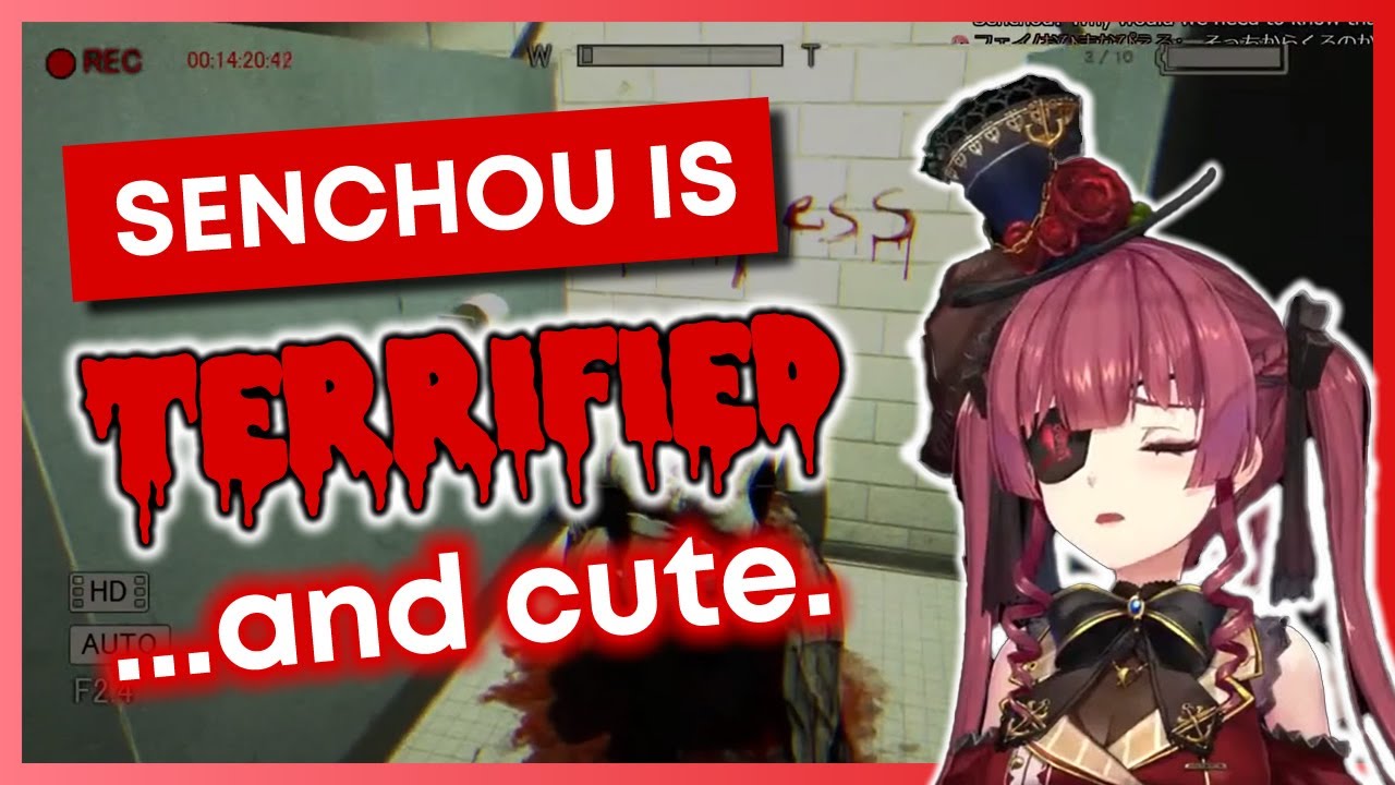 Houshou Marine plays Horror game Outlast - Terrified Senchou is a cute Senchou [Eng Sub]
