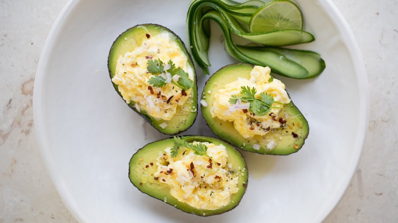STUFFED AVOCADO W/ SCRAMBLED EGGS