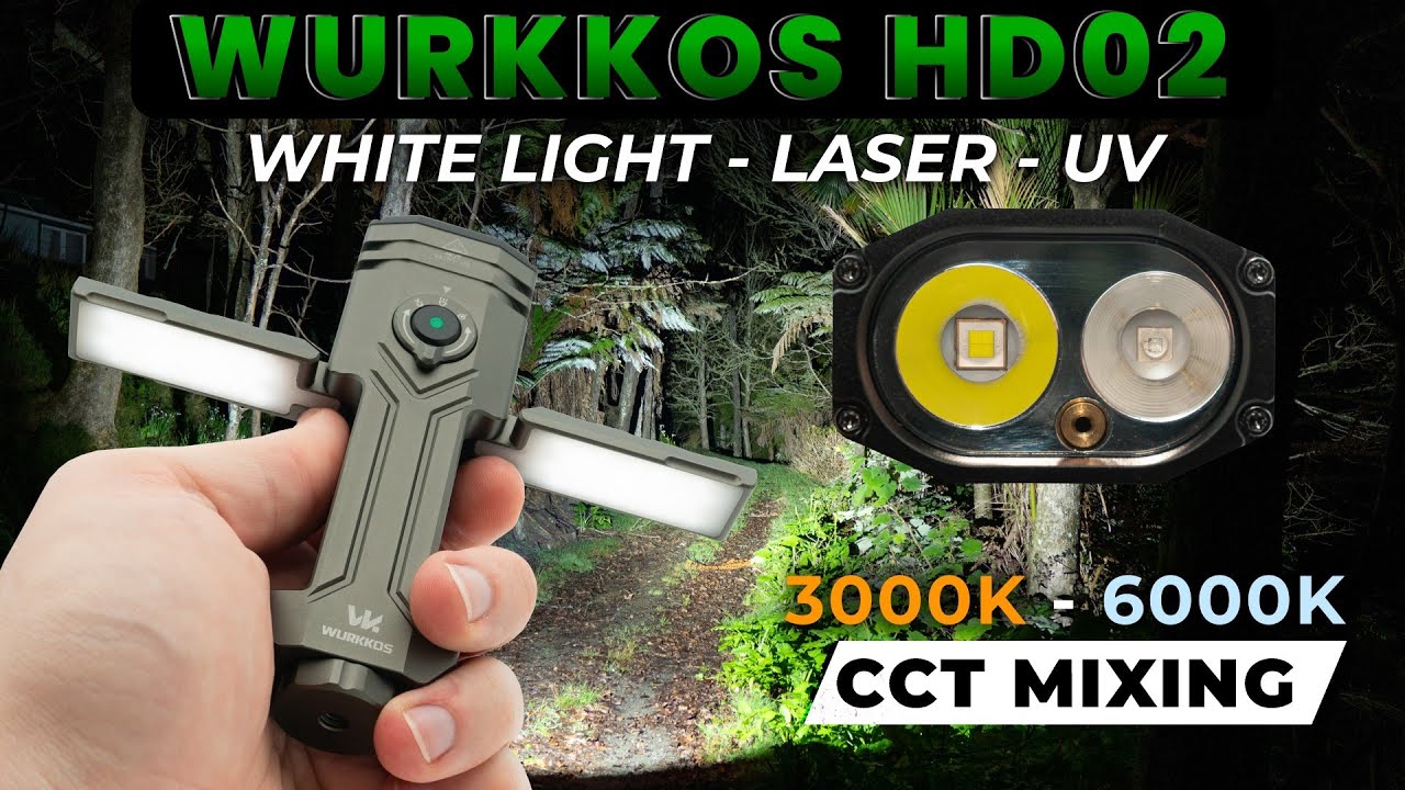 Wurkkos HD02 - Fold Out Panels  - Spot, Flood, Laser, UV - Highly Recommended! Kickstarter