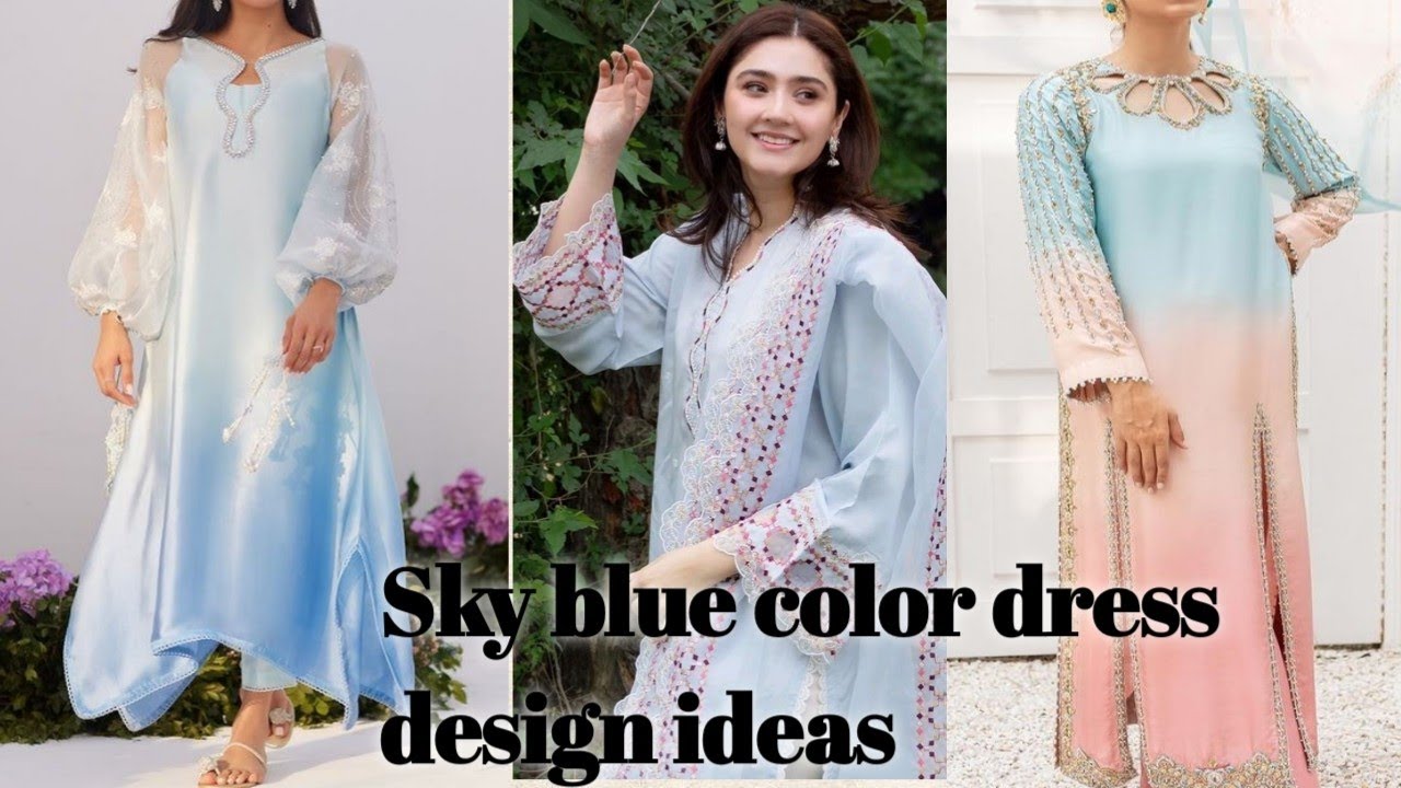 sky blue color💙 dress design ideas || unique and beautiful simple dresses collection is here