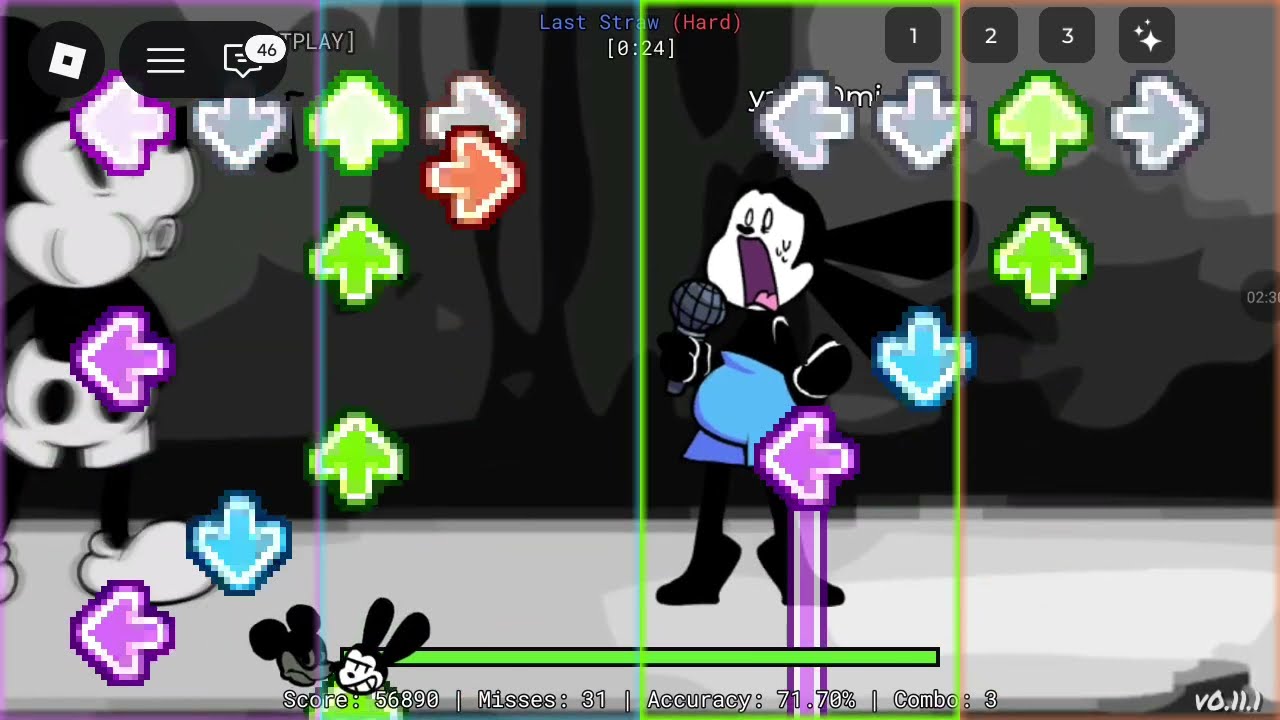 Jogo em roblox música last straw com Oswald 