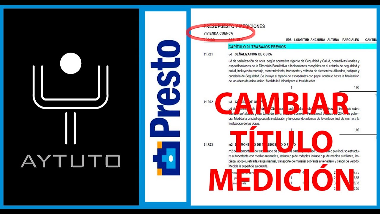 Cambiar titulo de la medición en PRESTO