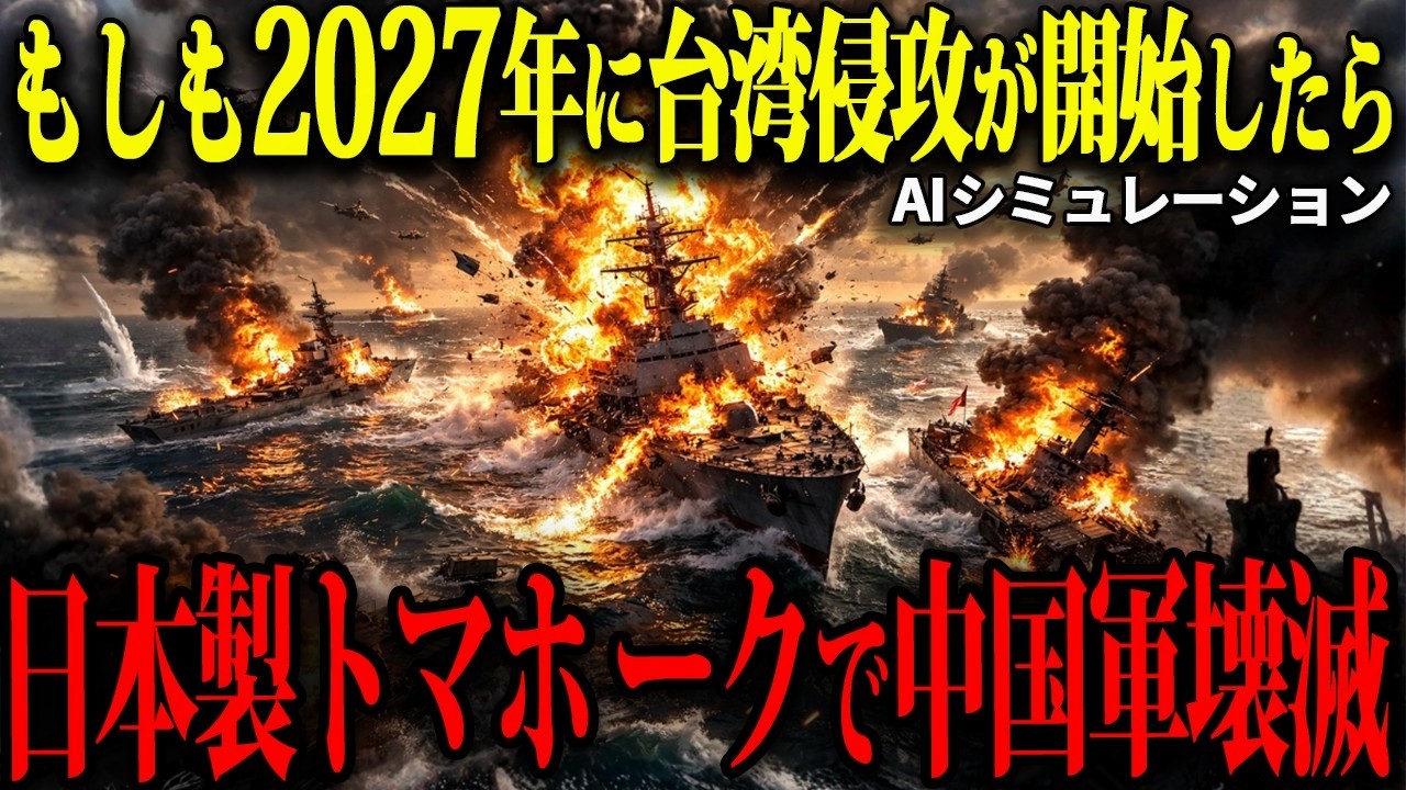 【衝撃】もしも2027年に中国が台湾侵攻を開始したら…？「日本製トマホーク」の異次元威力が中国軍を完全壊滅させた結果がヤバすぎる！【AIシミュレーション】