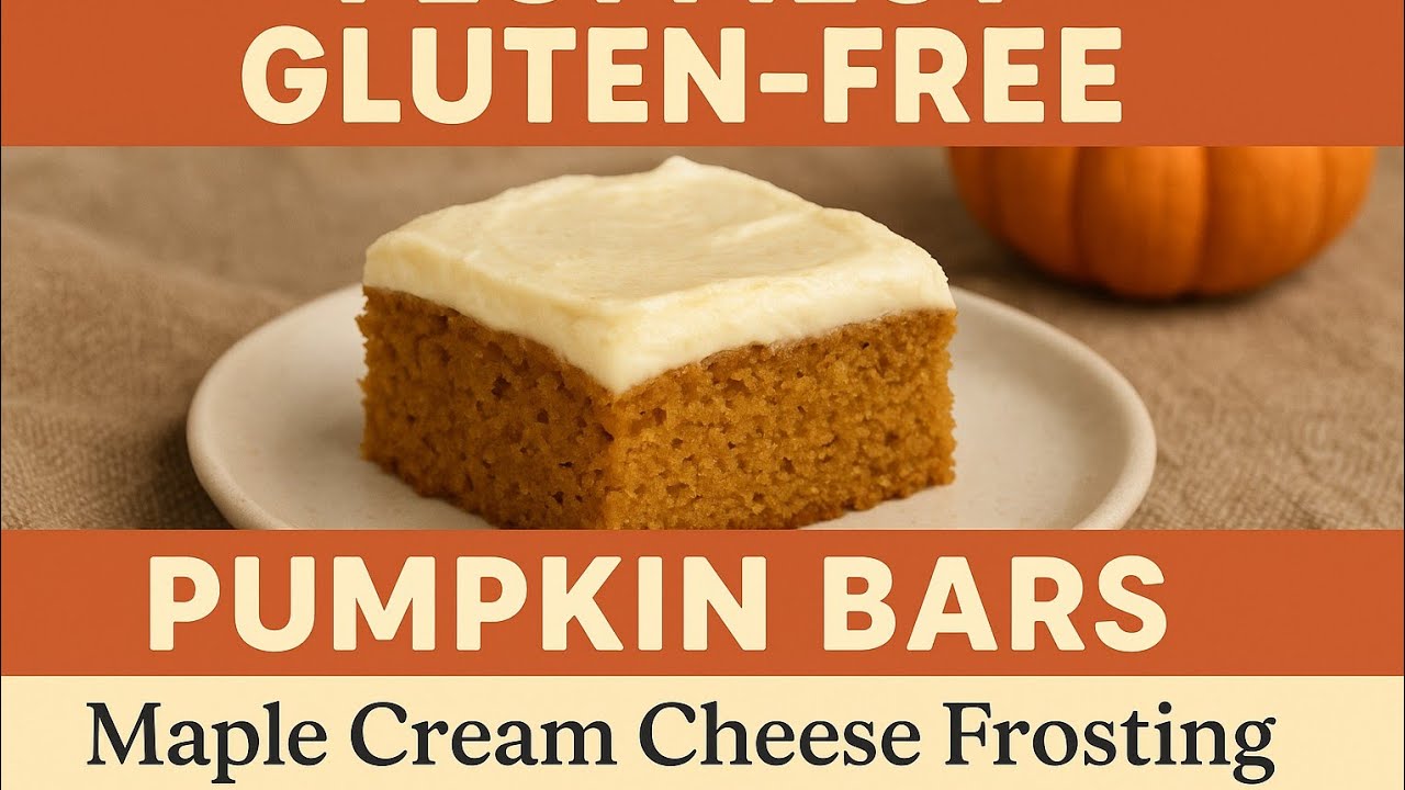 Fluffiest Gluten-Free Pumpkin Bars. With Maple Cream Cheese Frosting | Dairy-Free Option) 🎃