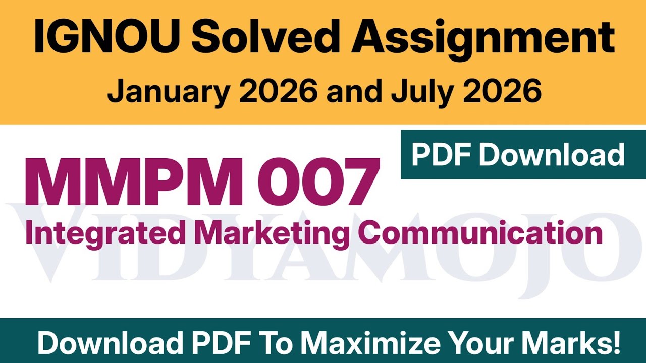 IGNOU MMPM 007 Solved Assignment 2026 PDF Download