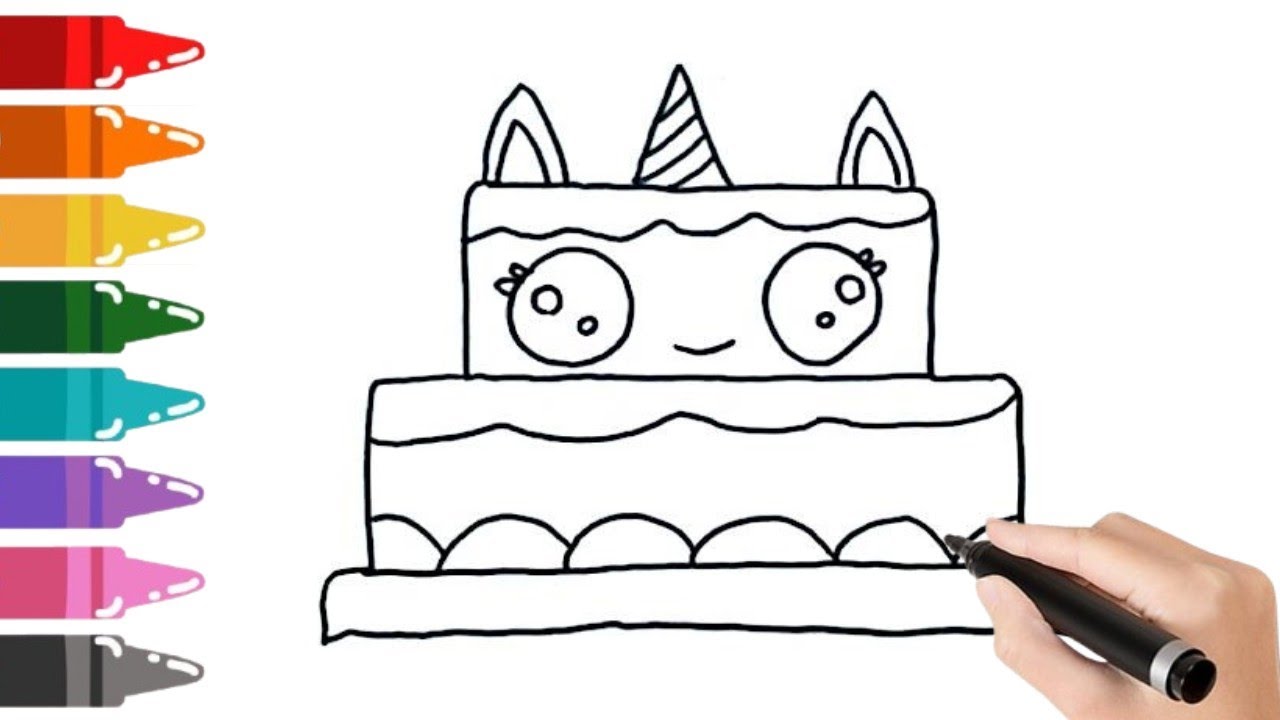 How to Draw a Birthday Cake Unicorn Birthday Cake | Easy and Fun Coloring for kids