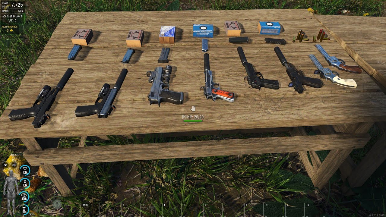 SCUM GUN  tutorial HAND GUNS MAG AND AMMO AND EXRAS