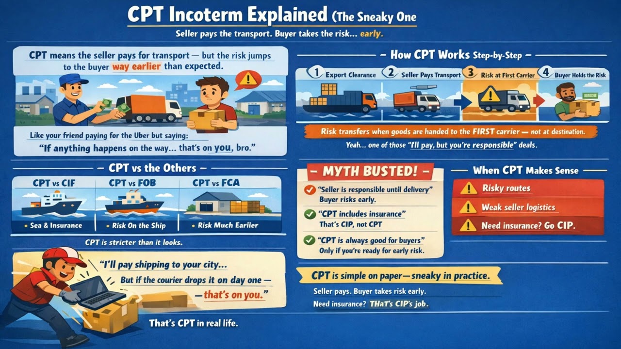 “CPT Incoterm Explained: Seller Pays… But Buyer Takes the Risk 😳”