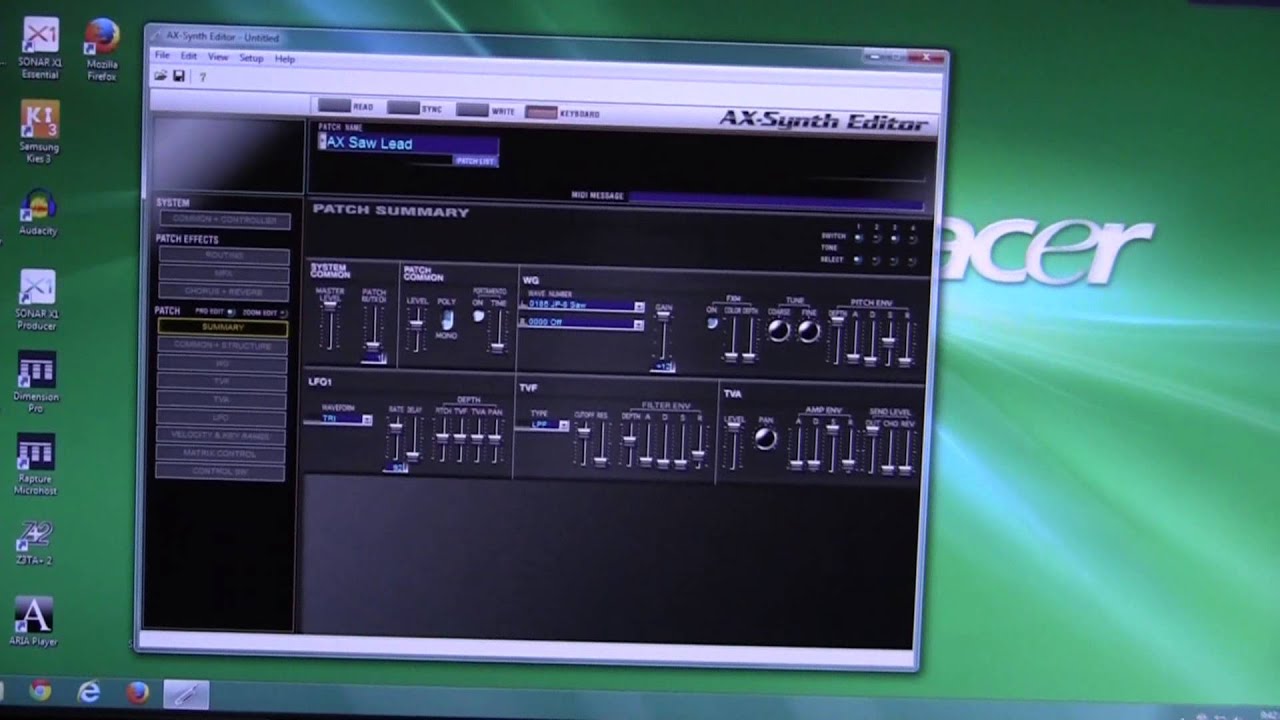 Roland AX Synth Programming  1
