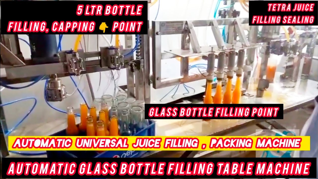 Automatic Universal Juice Filling & Packing Machine | Auto Filling Table Glass Bottle juice, Capping