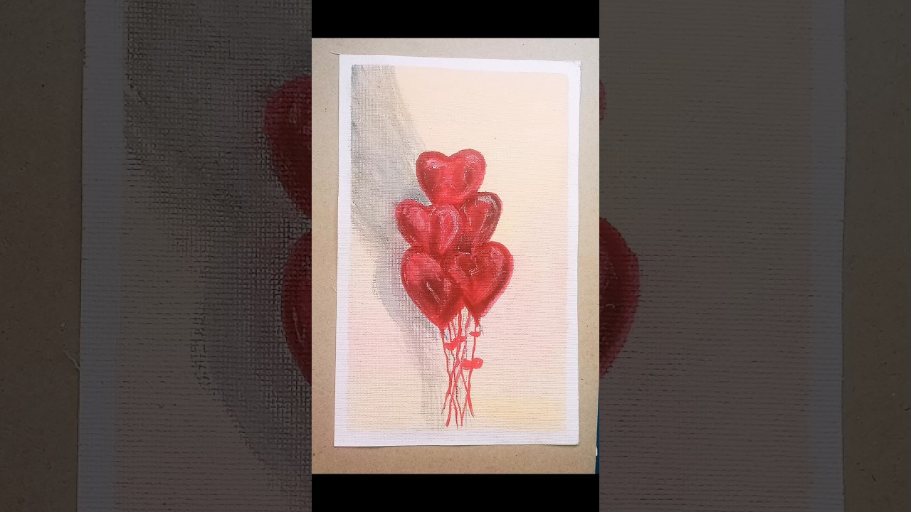Red heart &hearts;️ painting ❤️❤️❤️❤️#easy Acrylic painting for beginners #shorts #aestheic #Art#painting