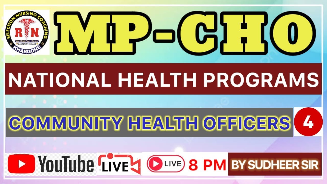 National Health Programs | MP CHO Most important MCQ's | Selection Nursing Coaching | By Sudheer Sir