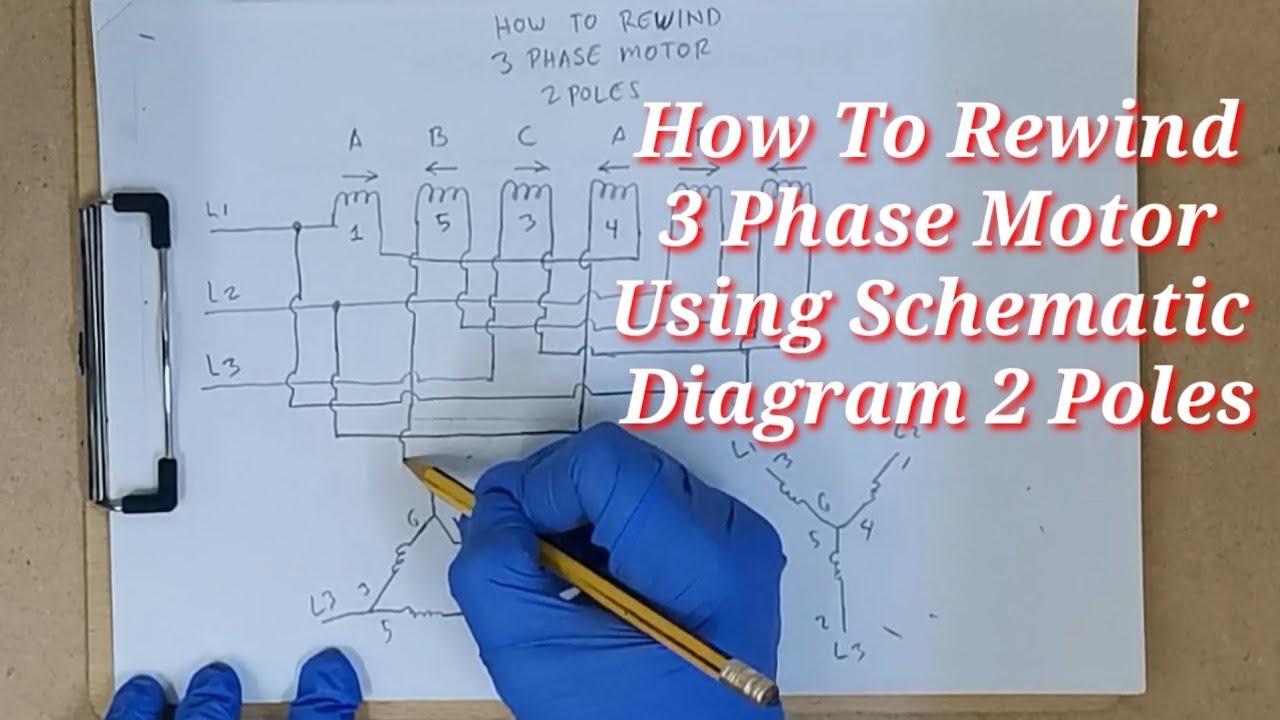 How to Rewind 3 Phase Motor Using Schematic Diagram 2Poles(Tagalog)