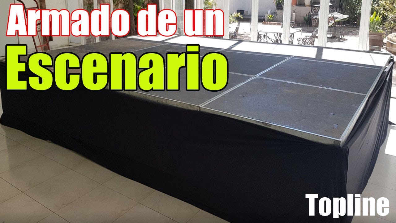 Armado de escenario Topline para evento social, previo a montaje de DJ
