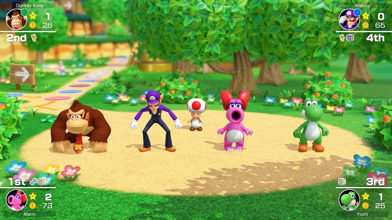 Mario Party Superstars #610 Woody Woods Birdo vs Waluigi vs Donkey Kong vs Yoshi