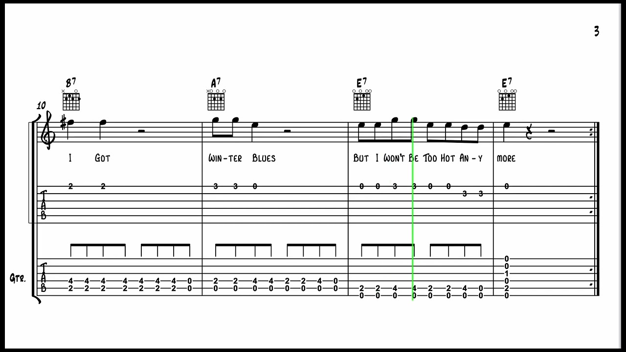 Beginners' Guitar Tab -  Got Winter Blues Playback