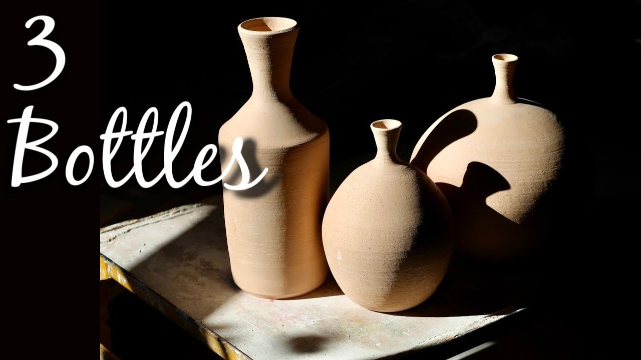 Throwing Three Bottle Forms On The Pottery Wheel