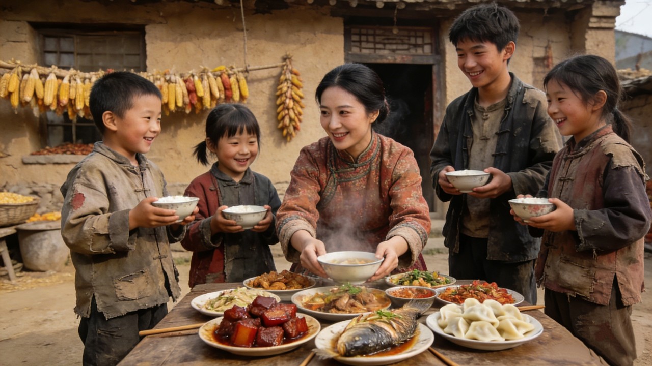 🫣我穿越成剛喪夫的惡毒後媽，洗心革面對崽好，每天給他們買肉吃，極品娘家卻逼我嫁給隔壁村傻子換彩禮？！被送入洞房的那天，死去的老公踢開房門！