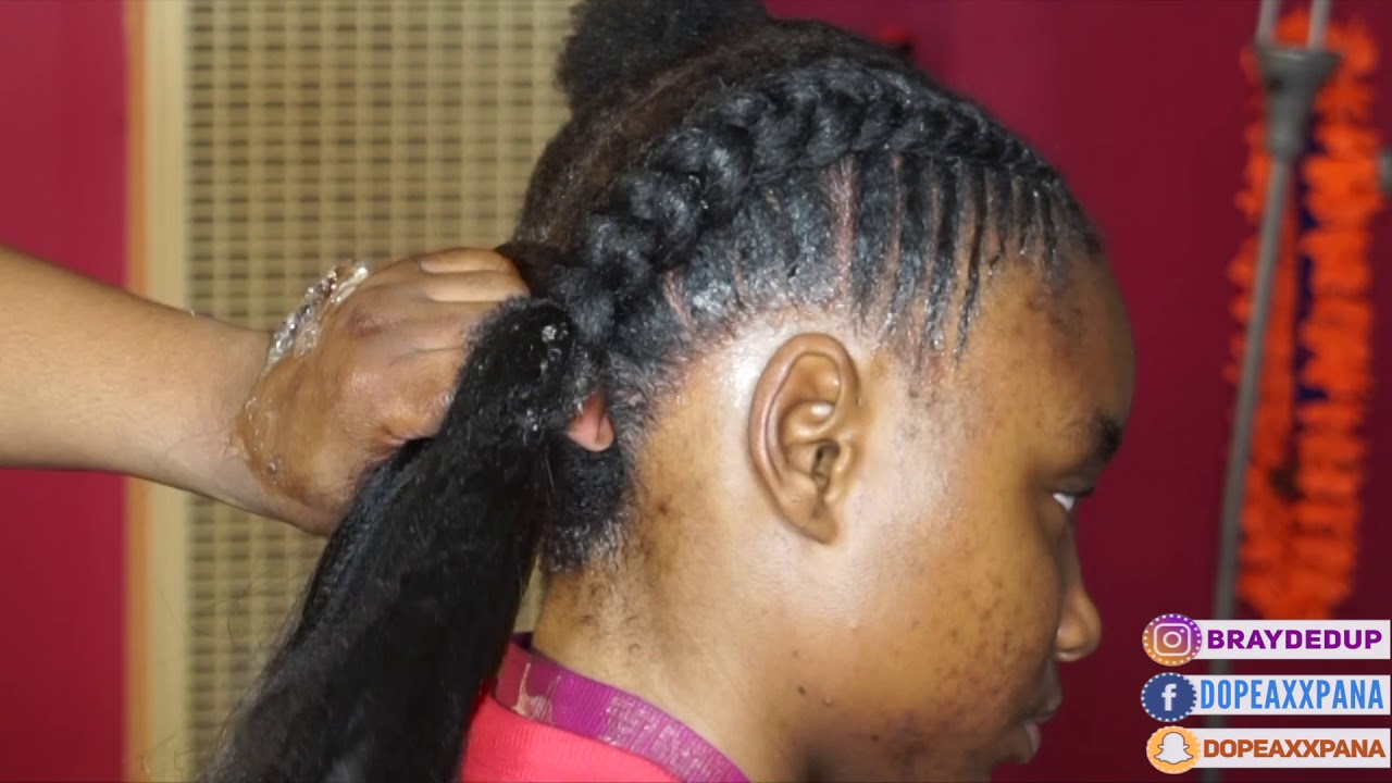 2 Feed In Braids on 4C Hair NO HEAT !