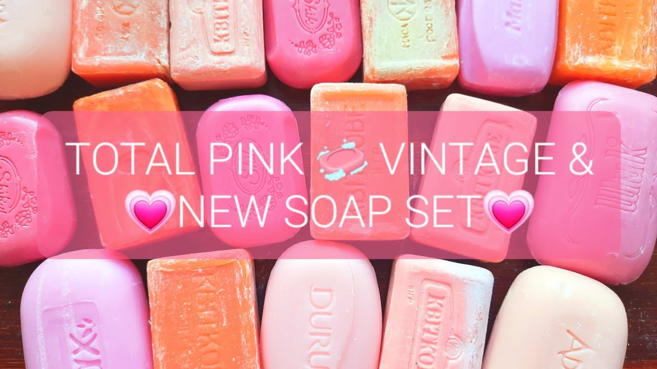 ASMR soap cutting - pink vintage & fresh soap set