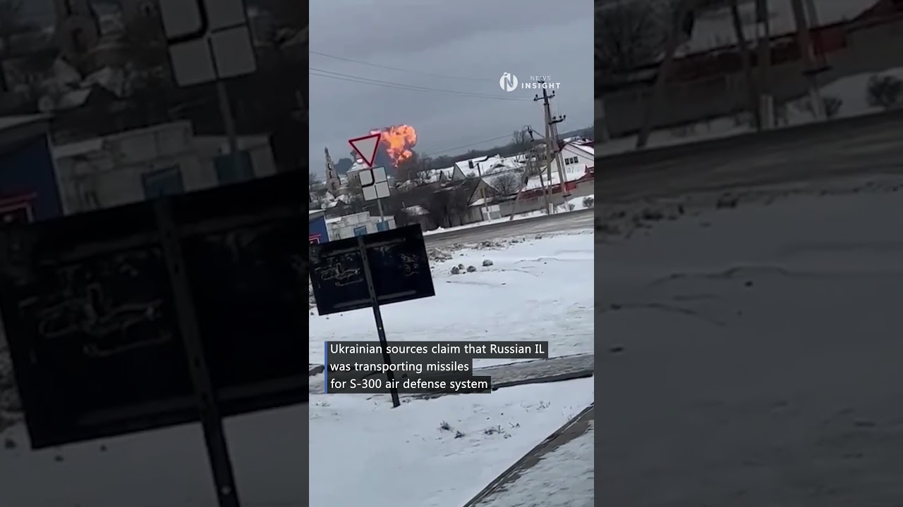 Russian IL-76 military plane crashes in Belgorod region, close to Ukraine #shorts