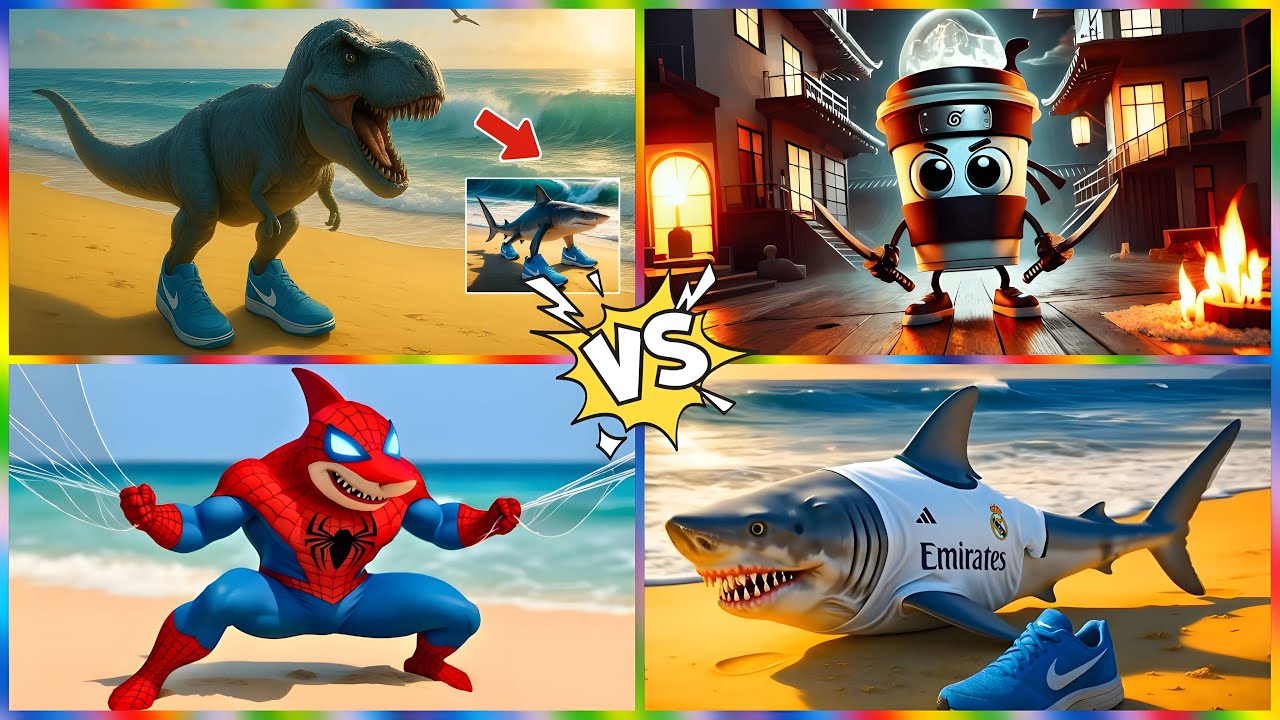 BRAINROT DINOSAUR🆚CAPPUCCINO ASSASSINO🆚BRAINROT SPIDERMAN🆚BRAINROT FOOTBALL - Tiles Hop EDM Rush