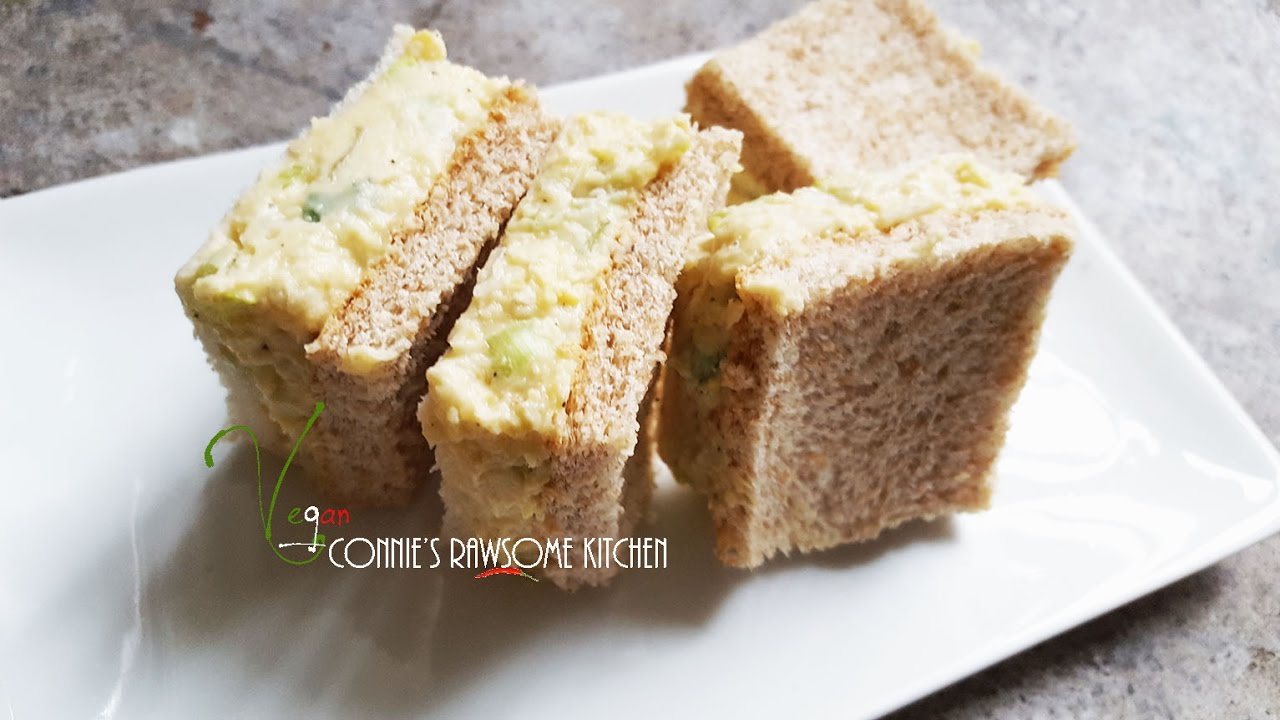 chickpea #3 EGGSALAD party sandwiches WITHOUT EGGS!  | Connie's RAWsome kitchen