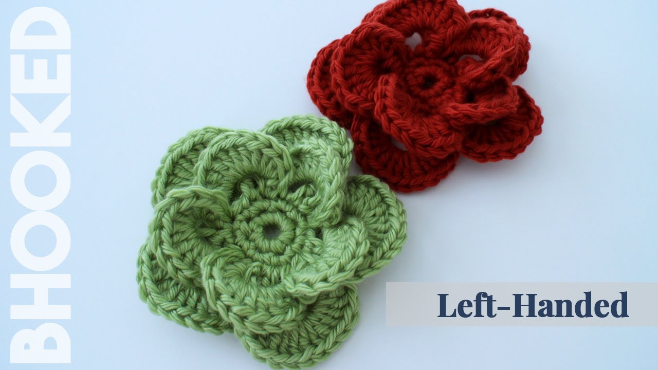 {Left-Handed} How to Crochet a Flower: Wagon Wheel Flower Free Crochet Pattern