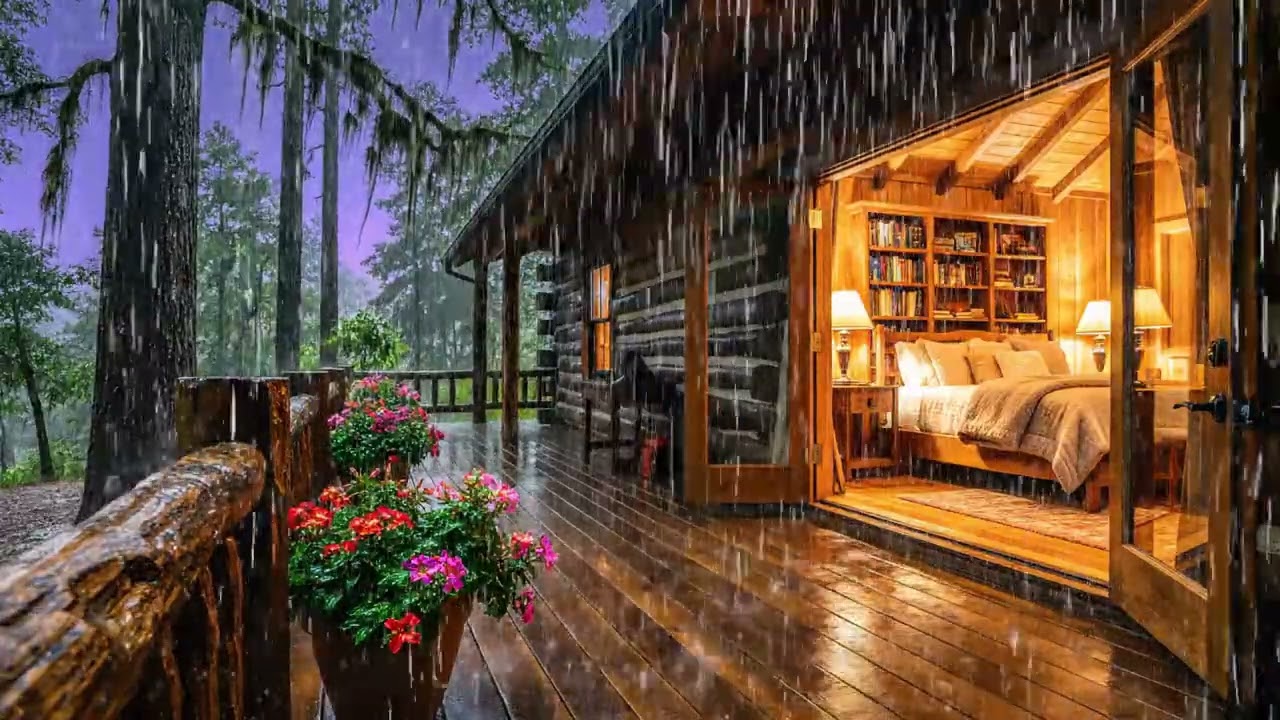 ⛰️ Midnight Rain at Stone Mountain Cottage | No Music No Thunder | 3 Hours Pure Rain