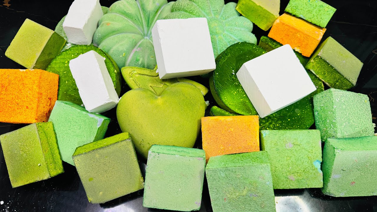 Green Dyed Chalk ASMR Crushing Video |  Oddly Satisfying Chalk ASMR 