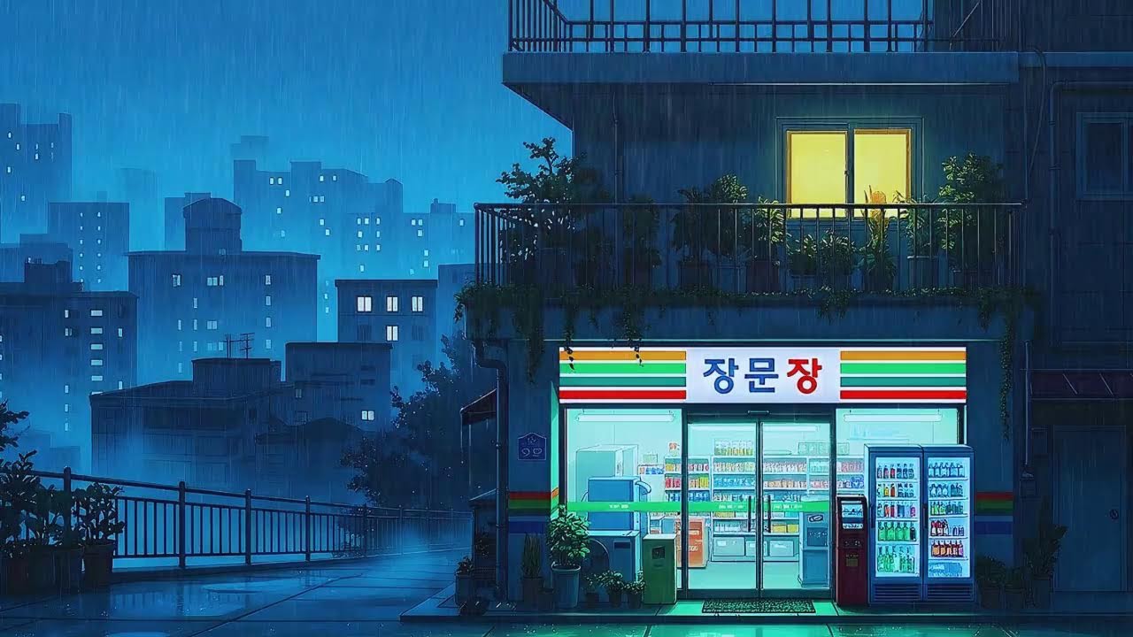 Rain Sounds plus Lofi for Productivity in a Peaceful Korean Atmosphere to Block Distractions 😌