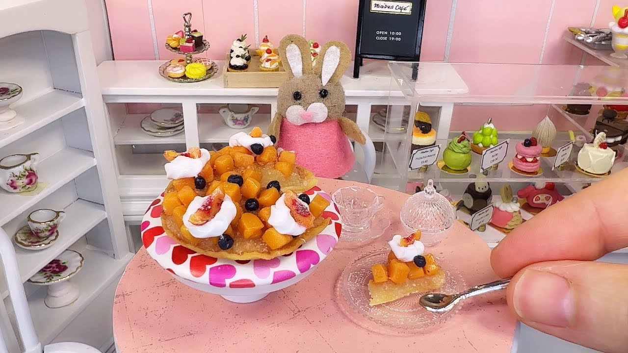 mini peach and blueberry tart ✨ mini food cooking asmr ✨ minibuncafe