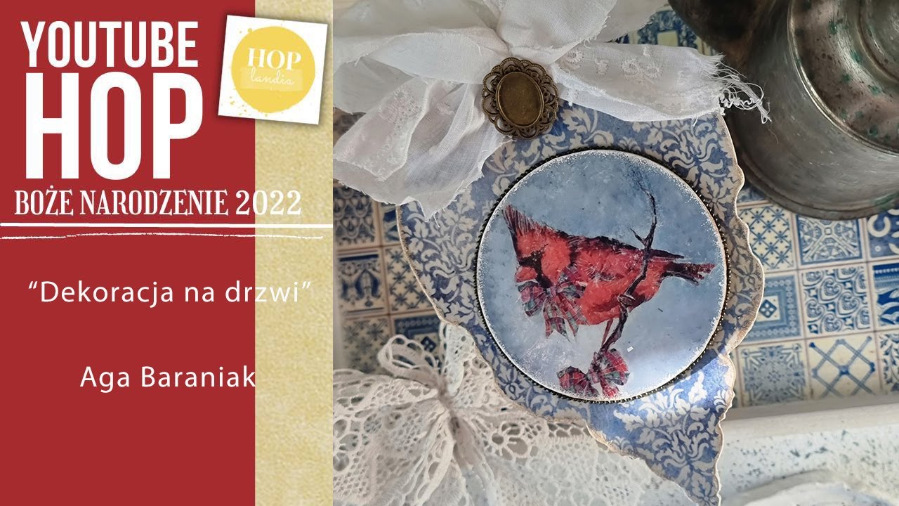 Świąteczny YouTube HOP 2022 - Aga Baraniak -Świąteczna zawieszka z papierami ryżowymi ABstudio