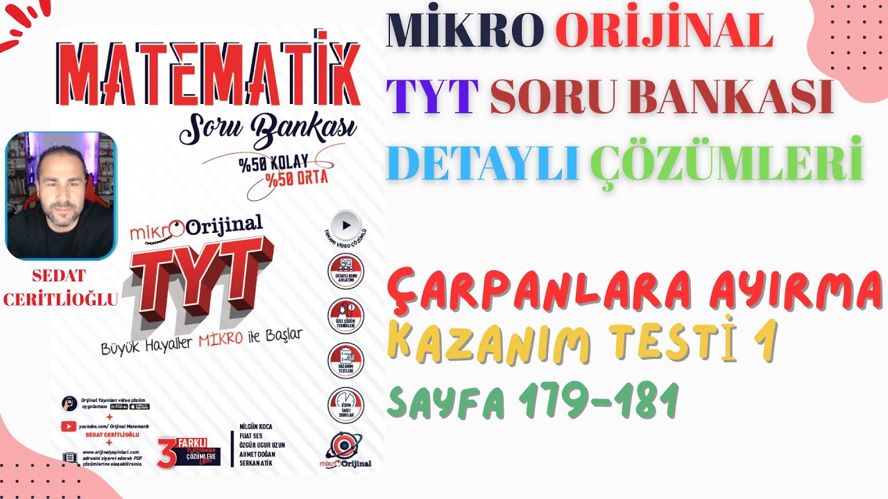 2026 MİKRO ORİJİNAL TYT SORU BANKASI ÇÖZÜMLERİ SYF179-181 #orijinalmatematik #mikroorijinal #yks2026