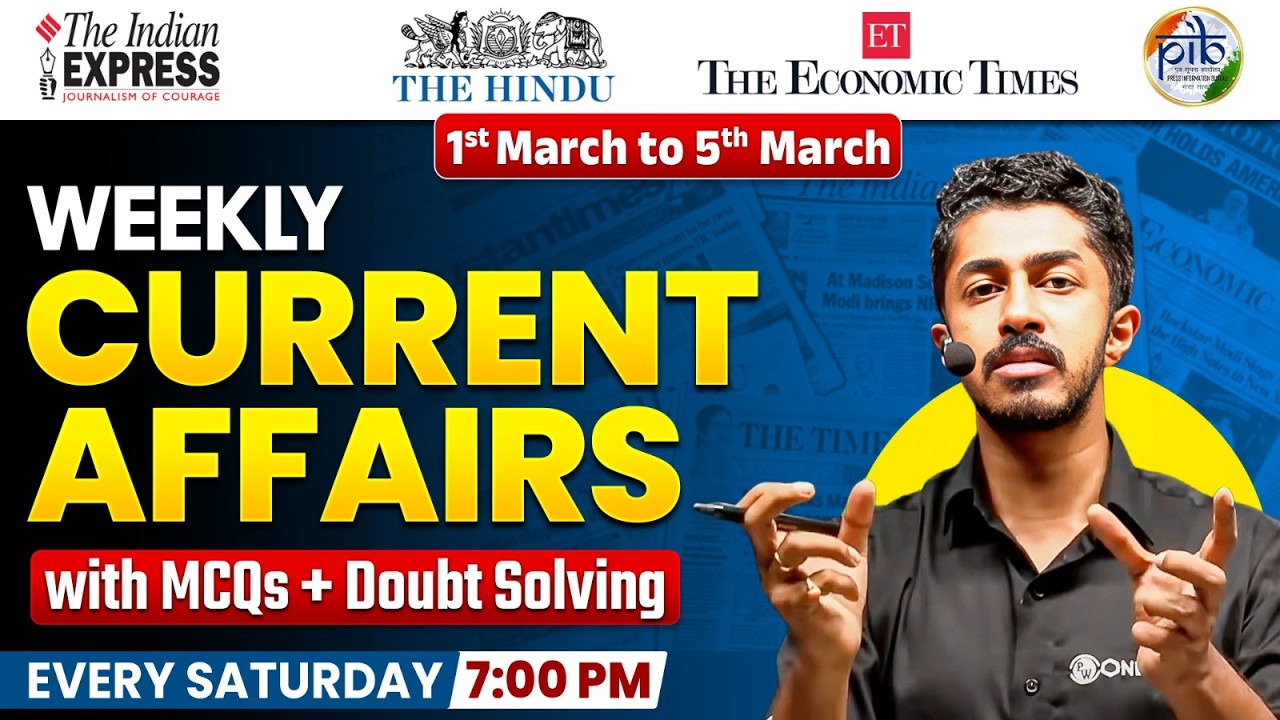 1st March to 5th March : Weekly Current Affairs by Nikhil Sir🔥|Most Important Current Affairs 2026 📖