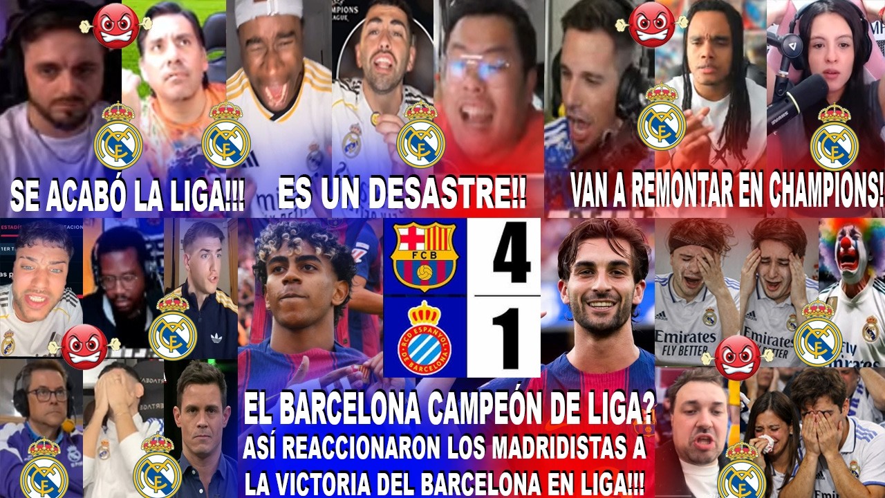 MEJORES REACCIONES DE MADRIDISTAS AL BARCELONA 4-1 ESPANYOL CON GOLES DE YAMAL , FERRAN Y RASHFORD