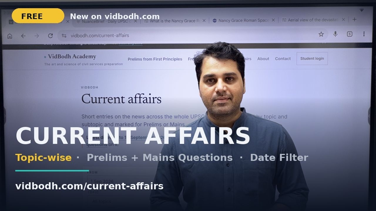 Free Current Affairs Portal for UPSC: Topic and subtopic-wise, with Questions to practice