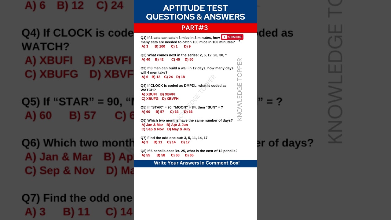 Aptitude Test Preparation | Aptitude Test Assessment Questions and Answers