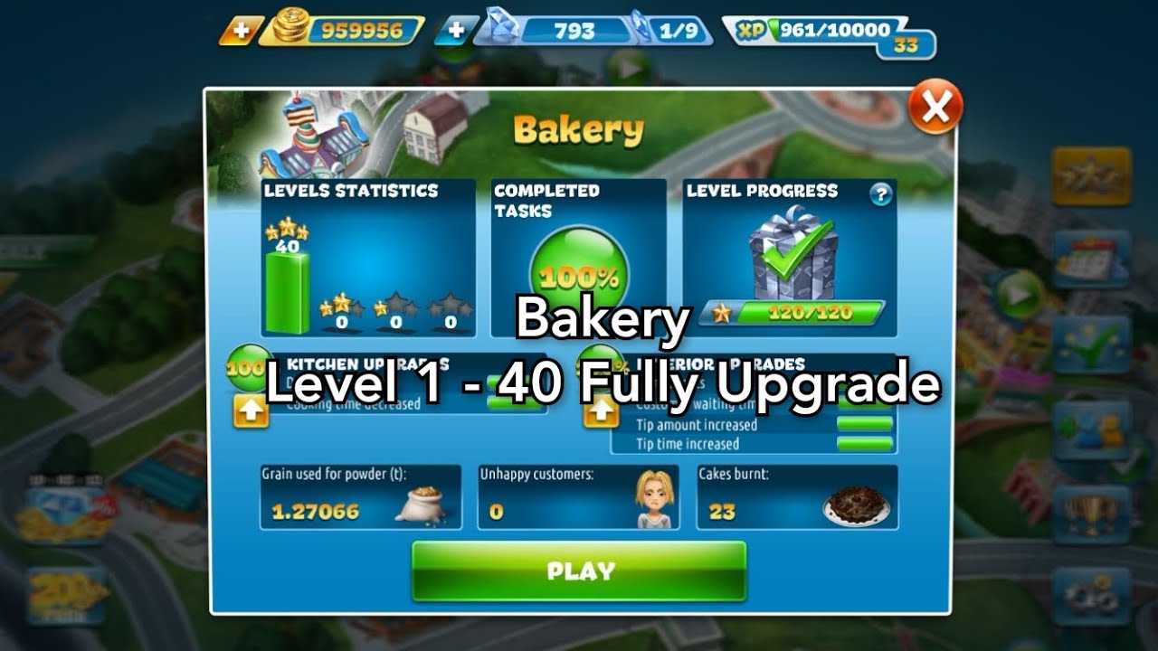 Cooking Fever - Bakery Level 1-40 (3 Stars) Fully Upgrade New Version