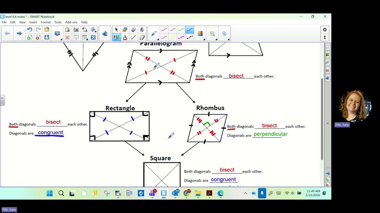 level geometry - 8.4 notes - diagonals of quadrilaterals