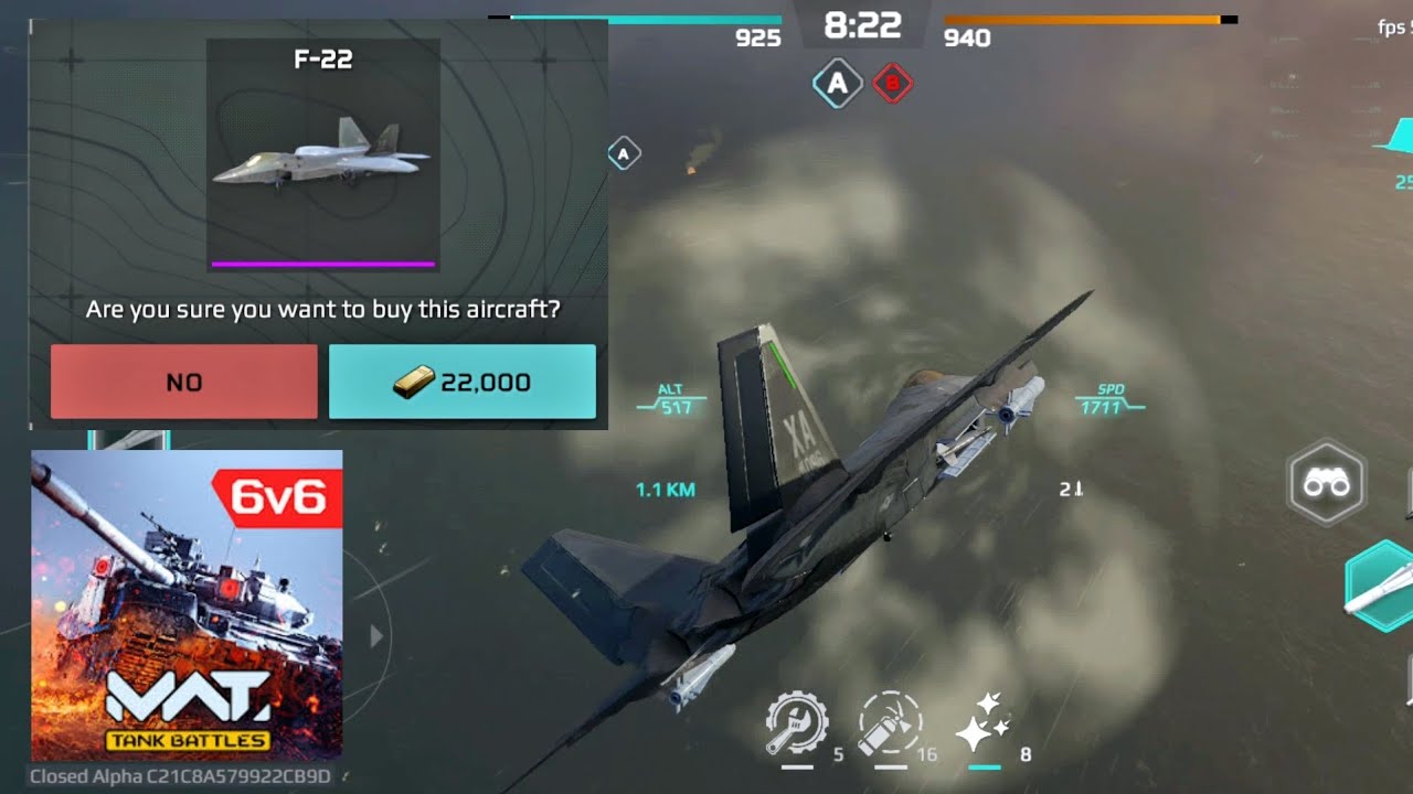 MWT F-22 Raptor Gameplay Tier 4 Aircraft Modern Warfront Tank Battles
