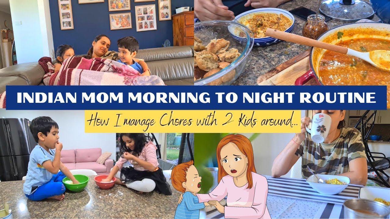 INDIAN MOM MORNING TO NIGHT PRODUCTIVE ROUTINE 2021 WITH TWO KIDS AROUND | MOM N ME
