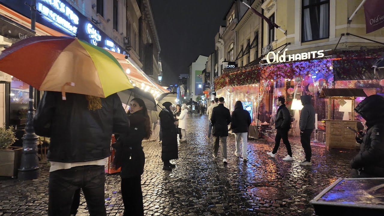 Walking in the Rain in Bucharest, Romania 4K | Rain & Christmas Ambiance, November 2025