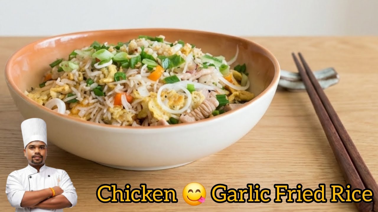 Garlic Chicken Fried Rice Recipe - चिकन फ्राइड राइस रेसिपी #friedrice 